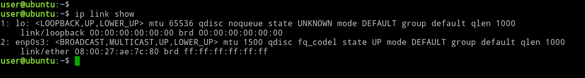 Identify available network interface with ip command